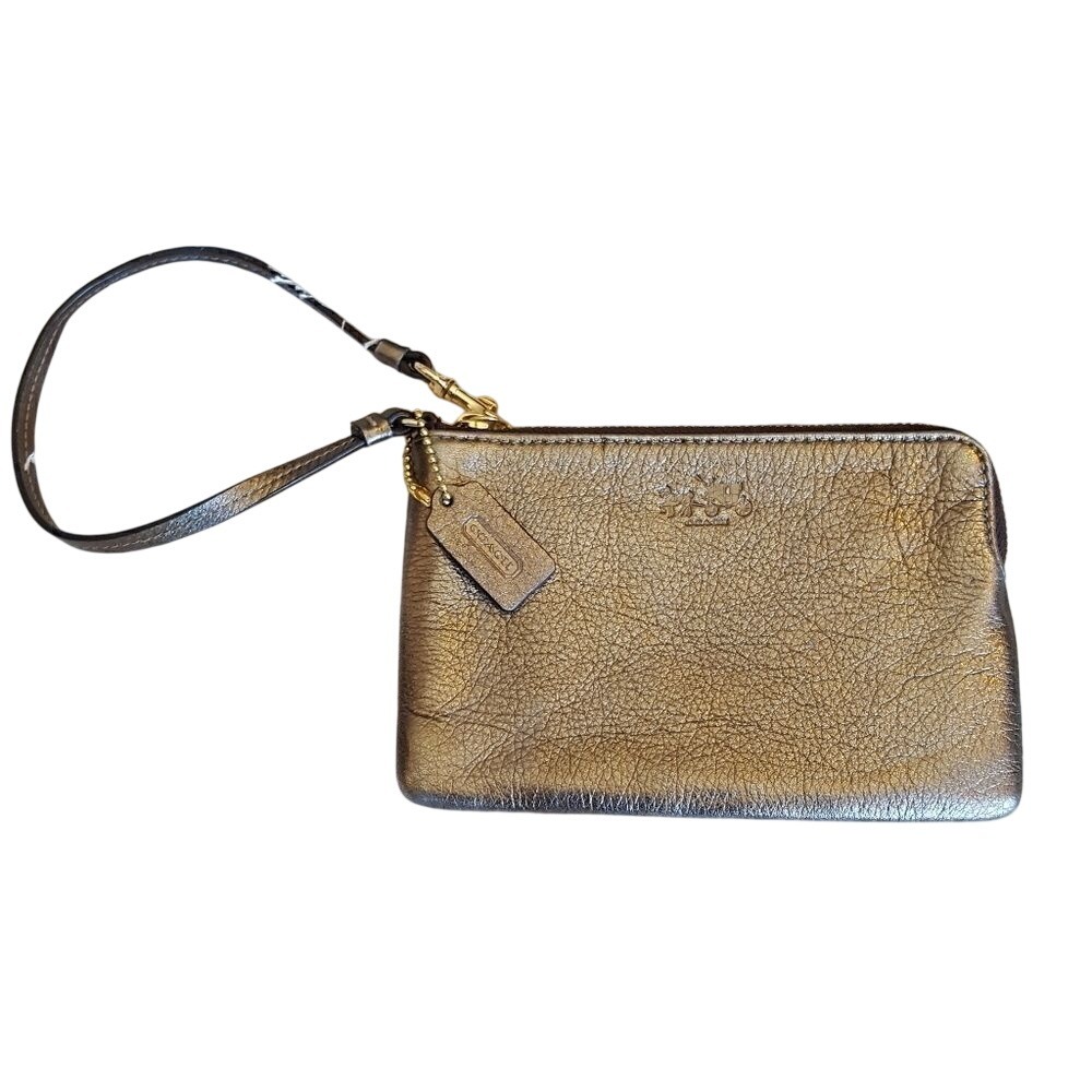 Coach Wristlet Leather Purse Wallet Brown